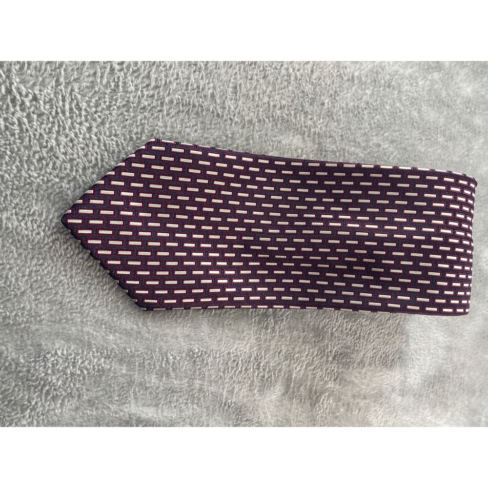 Robert Talbott Necktie Best of Class Rochester Purple Rectangle Pattern - Picture 3 of 10